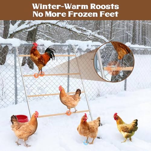Large Chicken Roosting Bars, 55 Inch Chicken Perch for Coop with Metal Frame, Sturdy Roosting Ladder for Hens, Chicken Coop Accessories and Toys for Backyard Poultry, Easy to Clean - size: 55" L x 40" W