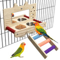 Tfwadmx Bird Food Stainless Steel Cups Wooden Perch Stand with Ladder Hanging Feeder Bowls Feeding and Watering Supplies for Parakeets Conures Cockatiels Budgie Parrot - size: Style 2
