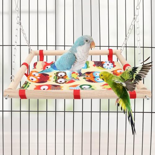 Hypeety Bird Toy Climbing Hammock Nest Game Bed Hut Hammock for Parrot Parakeet Cockatiel Conure Cockatoo Cage Perch Stand Swing Toy - color: Hammock Nest