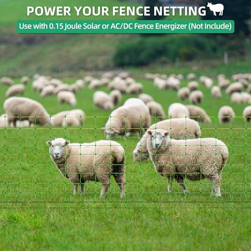 Electric Fence Netting, 49.6" H x 164' L, Portable Livestock Nets Mesh for Hog, Dogs, Deer, Goats, Larger Animals Electric Fencing for Backyards, Homesteaders, Farms, Ranches, Gardens - size: 49.6" H x 164' L Livestock