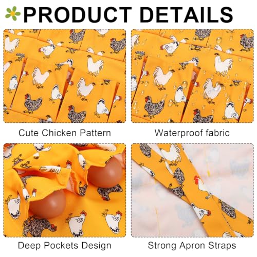 Egg Collecting Apron and Basket, 8 Pouches Chicken Egg Apron for Kids, 7 Pouches Egg Basket for Gathering Fresh Eggs - color: Yellow