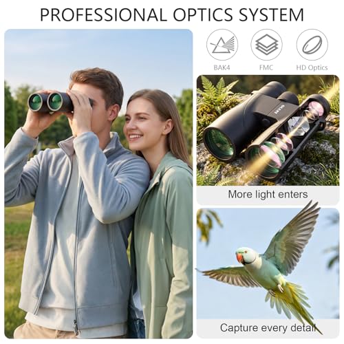 12x50 Binoculars for Adults Cruise Ship Travel Outdoor High Powerd Gift | Large 50mm Objective Lens, Easy Focus, Low Light Vision, Clear Image for Bird Watching Hunting Concert Stargazing