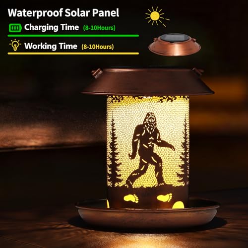 2 Pack Bird Feeders for Outdoors Bigfoot Garden Decor Gifts for Women Mom Grandma Solar Lanterns Outdoor Waterproof Metal Solar Decoration OutsideLED Lanterns for Yard, Patio, Lawn, Pathway | Garden Decor Solar Lanterns Outdoor Waterproof Metal Solar Deco
