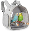 Small Bird Travel Backpack Carrier Cage, Backpack to Transport Backpack Carrier with Metal Tray Stand Perch for Parakeet Cockatiel Budgies Vet Carry Book Bag Grey - color: Grey