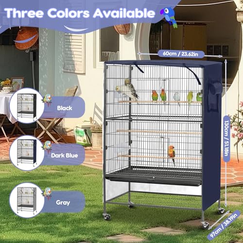 Bird Cage Cover, Large Birds Cage Covers for Night, Birds Cover for Cage with Adjustable Front Curtain, Blackout & Breathable Birdcage Covers for Parrot, Small Animals(Not Include Bird Cage) - color: Blue