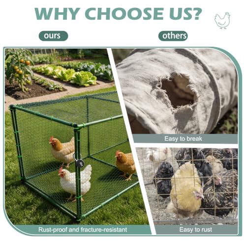 Heavy Duty Chicken Tunnel - 6-Section Portable Chicken Run with PVC Coated Wire Mesh & Steel Frame, Outdoor DIY Chicken Tunnel for Yard, Predator-Proof (1, 73 * 24 * 24 inches) - size: 73*24*24 inches