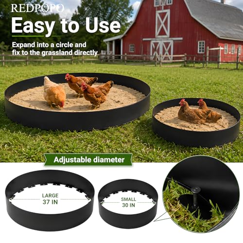 Bottomless Chicken Dust Bath Tub, 37 X 5.9 in Adjustable Large Chicken Bath Container, Heavy Duty PE Landscape Edging Border for Chicken, Ducks, Turkeys, Outdoor Patio & Farm Use