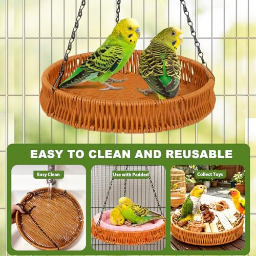 Bird Toys Natural Bird Foraging Toys Parrot Shredding Toys(Large) | Nature material,20PCS Set Conure Chewing Toys hanging basket for Cockatiel Lovebird Parakeet Budgie and Small to Medium Birds - size: Large