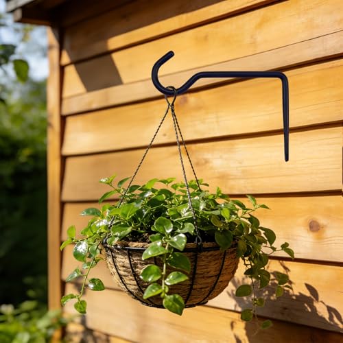 2 Pack Metal Plant Hanger for Wall, Decorative Plant Hooks for Hanging Plants, Indoor Outdoor Wall Plant Holder for Hanging Planters, Bird Feeders Home Decor (Black, 6 in-Straight Hook) - color: Black, size: 6 IN-Straight Hook