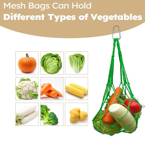 Chicken Vegetable Hanging Feeder 2PCS - Reusable Poultry Feeding String Bag, No Waste Enrichment Feeder for Hens Ducks Coops, Chicken Toy for Coops(Green) - color: Green