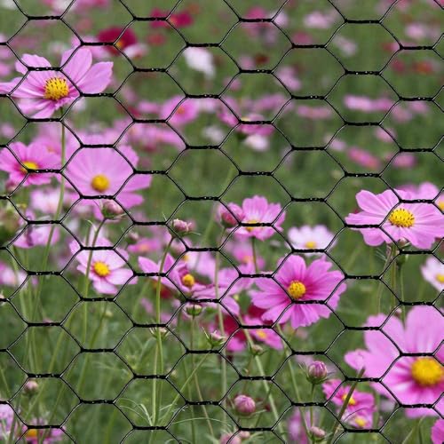 PVC Hexagonal Poultry Netting Chicken Wire 12" x150' x 1" Mesh 20GA Black - size: 12"x150'-1" 20GA