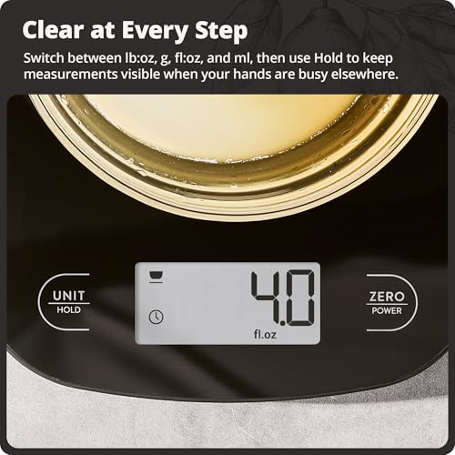 Greater Goods Food Scale, Slim & Compact Build, 1g Precision (Black Glass) | Digital Kitchen Scale for Cooking, Meal Prep & Portion Control, Tare, Auto Shut-Off, g/oz/lb/ml Conversion & Calorie Tracking - color: Black Glass
