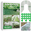 Garden Mesh Netting Kit, 10 * 30FT Ultra Fine Plant Netting Covers with 6 Pcs Garden Hoops & 18 Clips, Row Cover Net Protection for Tree Fruit Barrier Vegetable Fruits Flowers Shrubs Plant Covers Net - size: 10X30FT