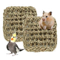 2 PCS 7 x 7 Inches Seagrass Mat, Natural Seagrass Woven Bird Net Hammock Mat, Cage Accessories, Climbing Rope Ladder Chew Toys for Parrots, Cockatoos, Lovebirds, Cockatiels, Budgies, Parakeets - size: 7 x 7 Inch