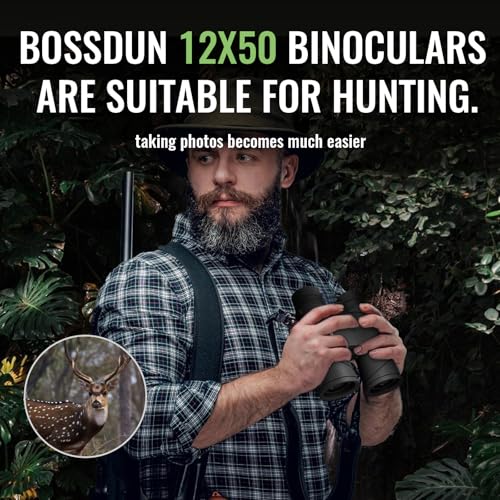 12x50 HD Optics Binoculars for Adults with Upgraded Phone Adapter, Tripod and Tripod Adapter - Professional Waterproof Binoculars with BaK4 prisms and Large View for Bird Watching,Hunting - color: Brownish black