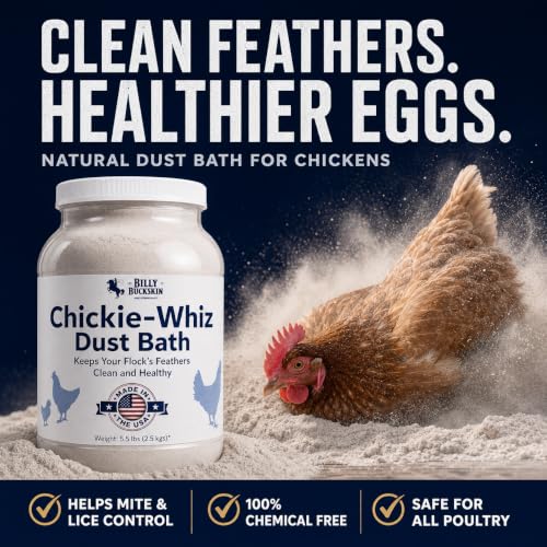 5.5lb Chickie-Whiz Chicken Dust Bath - Made in USA - All Natural Volcanic Ash Dust Bath for Chickens - Healthier Eggs & Feathers - Chicken Coop Accessories for Farms by Billy Buckskin Co. - size: 1 x 5.5 LB