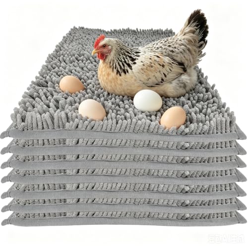 8 pcs Soft Chicken Nesting Pads for Laying Eggs Chenille Velvet Nesting Pads for Chicken Coop Warm Nesting Box Pads 12 x 20 inches