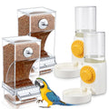 Jingmore 4 Pcs No Mess Small Bird Feeder Parakeet Water Dispenser Set Automatic Clear Parakeet Feeder Acrylic Watered Cage Accessories for Canary Budgie Lovebirds Finches(White) - color: White