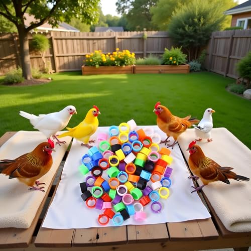 100 Pcs Multicolor Poultry Leg Rings, 10 Colors Poultry Foot Rings Bird Identification Leg Bands Clip-on Rings for Birds, Ducks and Chickens Diameter Poultry Feeding and Watering Supplies 8mm