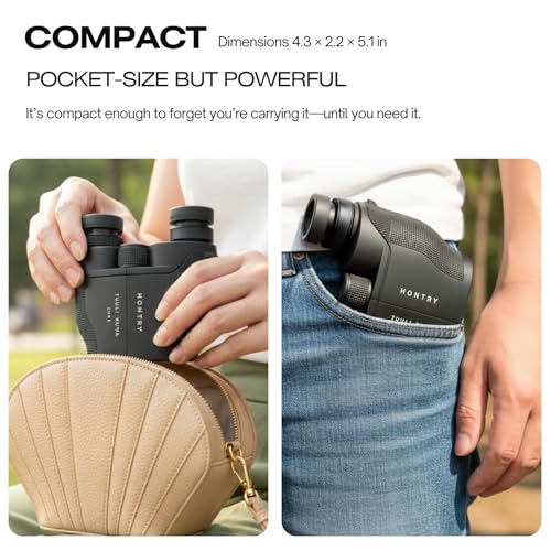 12x25 Compact Binoculars for Adults and Kids | Bird Watching, Travel, Cruise ship, Sport Games, Theater, Concerts, Hunting - color: Black, size: 12x25