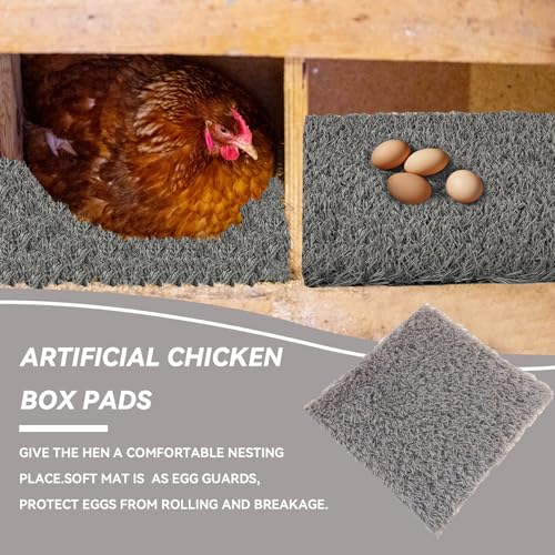 Chicken Nest Pads Washable,4 Pack Nesting Pads for Chicken Coop,11.8X11.8 Inch Artificial Grass Mat Egg Laying Mats Reusable Rug Turf Poultry Habitat Bedding (Grey) - color: Grey