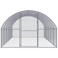 Galvanized Steel Chicken Coop Outdoor Enclosure for Chickens, Hens, Ducks, Small Animals, Spacious and Durable with Wire Mesh - size: 9.8' x 19.7' x 6.6' (W x D x H)