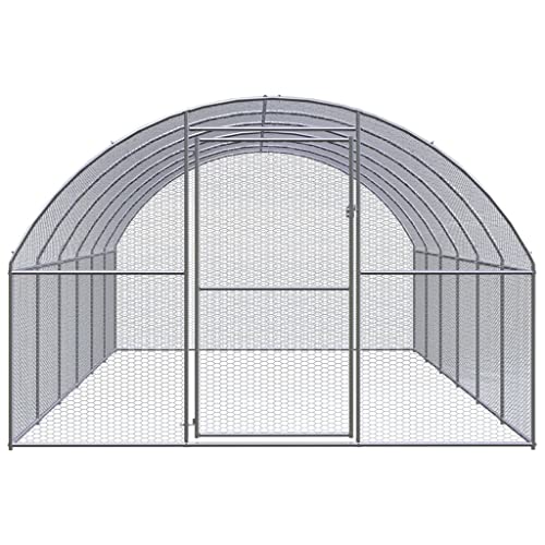 Galvanized Steel Chicken Coop Outdoor Enclosure for Chickens, Hens, Ducks, Small Animals, Spacious Chicken Run with Wire Mesh - color: Original, size: 118.1" x 236.2" x 78.7"