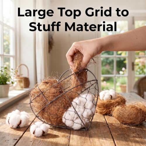Bird Nesting Material Holder, Heart Shaped Hanging Bird Nesting Material for Wild Birds with Natural Cotton & Coconut Fiber, Cottagecore Garden Decor - style: BigHeart Style
