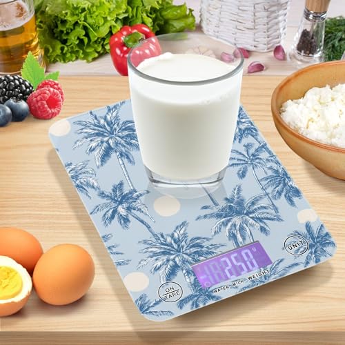 Food Scale Kitchen Scale Food Weight Scales Digital Weight Grams and Ounces Small Electronic Food Scale for Baking Cooking Light Blue Palm Trees and Sun - color: Light Blue Palm Trees and Sun