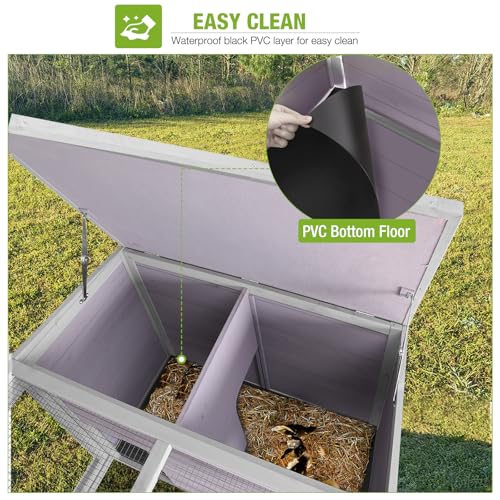 GUTINNEEN Chicken Coop Outdoor Rabbit Hutch with Run for Rabbits, Chickens, Ducks, and Guinea Pigs, 61.5" L x 40.9" W x 24.8" H