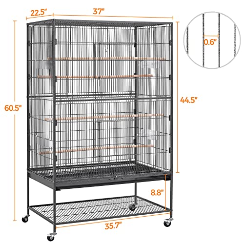 Topeakmart X-Large Parrot Cage Bird Cage with Rolling Stand for Medium Birds Cockatiels Quaker Green Cheek Sun Conure African Grey, 60.5inch - size: X-Large