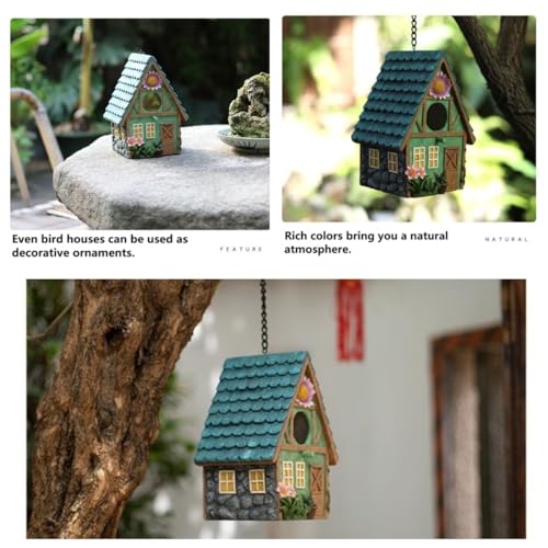 Outdoor Hanging Bird Nests, Hummingbird Houses, Garden Tree Decorations, Resin Ornaments - style: Simulated House