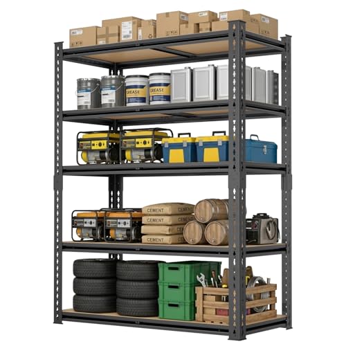 5 Tier Garage Shelving, Adjustable Heavy Duty Garage Shelves | 72 "H Metal Storage Shelves Unit for Basement,Warehouse,Pantry Kitchen - size: 72*36*16