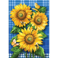 Blue Sunflowers Summer House Flag Plaid Floral 28" x 40" Briarwood Lane - color: Blue Sunflowers