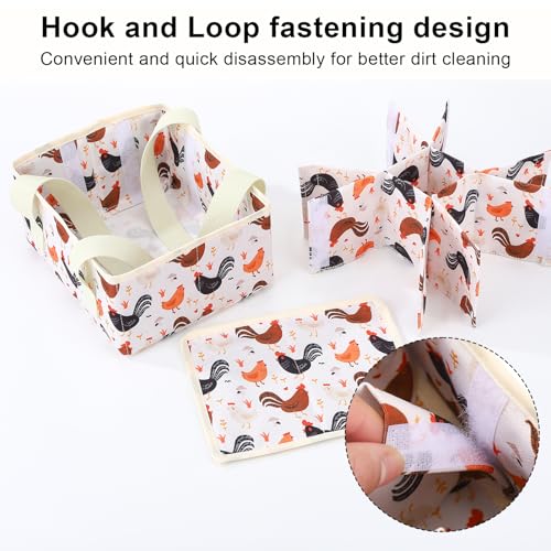 Removable Egg Collecting Basket, Foldable Canvas Egg Holder | Egg Basket for Gathering Fresh Eggs with 9 Pouches, Collector Egg for Chicken, Duck, Goose, Collection (Cartoon Chicken) - style: Cartoon Chicken