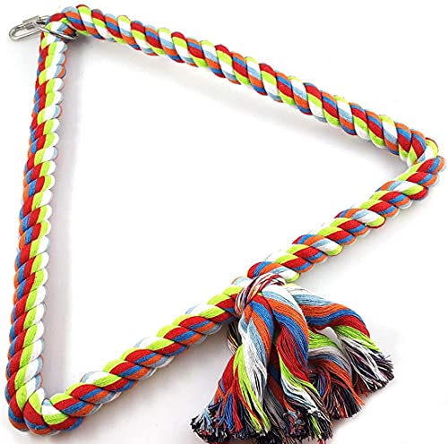 Litewoo Triangle Bird Swing Toy Cotton Rope Perches for Parrot Budgie Parakeet Cockatiel Conure Finch Lovebird - color: Small