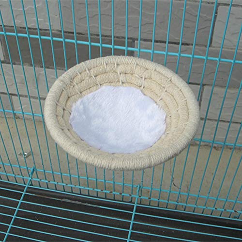 Bird Breeding Nest Bed Hut Toy with Warm Comfortable Mat Handmade Cotton Weave Hemp Rope Hatching Hut Cave Cage Accessories for Parakeet Conure Cockatiel Canary Finch Lovebird Budgie (A: COTTON) - color: A - Cotton