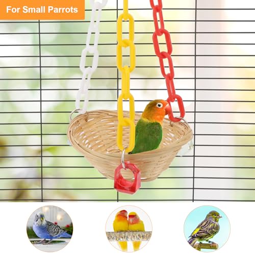 Hypeety Woven Basket Bird Parrot Hanging Swing Toy Cages Toys Parrot Natural Conure Cockatiel Parakeet - color: Woven Basket