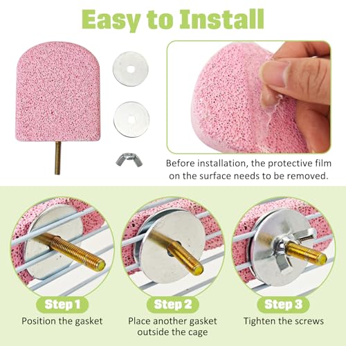 BNOSDM 4 Pcs Pink Bird Beak Grinding Stone Calcium Parrot Perch 3.1 * 2.6in - color: 4 Pcs- Pink (M+)
