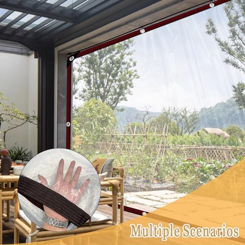 Clear Tarps Heavy Duty Waterproof, 5x7 FT - Plastic Greenhouse Sheeting with Grommets Rope - Transparent Poly Tarpaulin for Garden Rainproof Plant Cover Chicken Coop Camping - size: 5'x7'