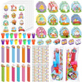168 Pcs Easter Stationery Gifts Set Spring Easter Eraser Happy Easter Bookmark Rulers Easter Bunny Notepad Colorful Eggs Stickers Pencils Stamps for Reward Stuffer Filler Party Supplies