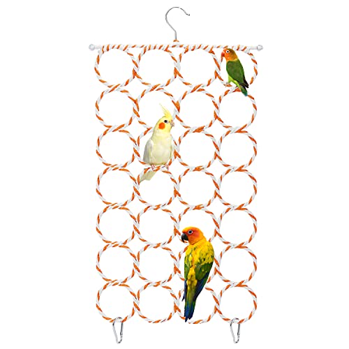 Litewoo Parrot Climbing Net Bird Hammock Cotton Rope Swing Ladder for Parakeet Cockatiel Cockatoo Lovebird Finch Budgie Rat - color: L: 13.78x 23.62inch/ 35 x 60cm