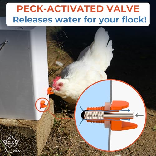 Lil'Clucker Horizontal Chicken Waterer Nipples, Pack of 15 Chicken Nipple Waterer with Drill Bits, Easy Install Automatic Chicken Waterer System, No Leak Chicken Water Feeder, Poultry Waterer - Orange - color: Orange
