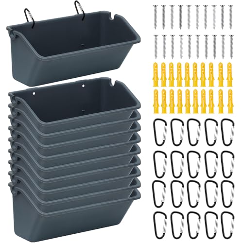 10 Pack Chicken Feeder,5 Quart Hanging Goat Waterer,Dark Gray - color: Dark Gray