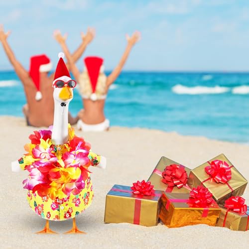 Bikini Porch Goose Outfits with Sunglasses and Swimming Tube for 23" Summer Goose Costume Garden Patio Statue Decor(Summer Christmas 2) - style: Summer Christmas 2