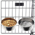 Hamiledyi 2 Pcs Dog Crate Bowl Stainless Steel Puppy Bowls Sturdy Spill-Proof Pet Water Bowl Hanging Water/Food Metal Bowls for Puppy Medium-Sized Dogs Cats (7'' x 2.6'') - size: L (58 OZ×2)
