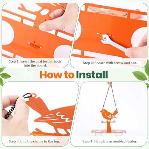 2 Pack Oriole Feeder for Outdoors with Built in Ant Moat, Metal Bird Feeder with 2 Jelly Cup & Orange Holder, Bright Orange Hanging Oriole Feeders for Backyard