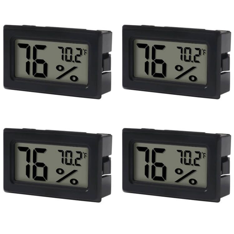 4 Pack Mini Hygrometer Thermometer Digital Electronic Temperature Humidity Meters Gauge Indoor Humidity Monitor LCD Display Fahrenheit (℉) for Greenhouse,Garden,Cellar,Closet,Humidors - color: 4PCS