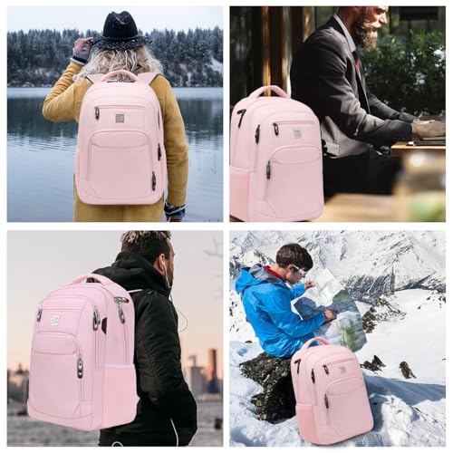 Laptop Backpack,Business Travel Anti Theft Slim College Backpack | Water Resistant Durable Computer Bag Gift for Women & Men Fits 15.6 Inch Laptop and Notebook - Light Pink - color: Light Pink, size: 15.6 Inch, style: Laptop