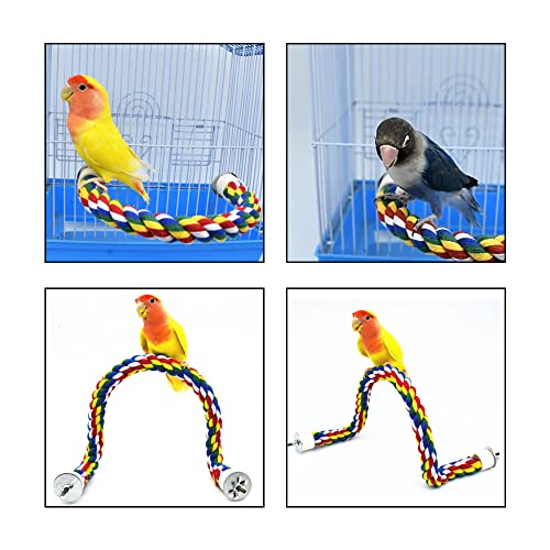 Bird Perch Rope Colorful Bird Spiral Rope Practical Parrot Toy Parrot Climbing Rope Cotton Rope Swing Bird Ladder Bridge for Large Medium Small Parrots (24 Inch)